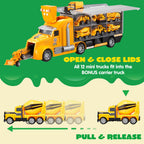 JOYIN 25 in 1 Kids Construction Truck Toy Set, 24Pcs Push and Go Cars and Worker Figures, Toddler Play Vehicles with Sounds and Light, Christmas Birthday Gifts Toys for 3 4 5 6 7 Years Old Grandkids