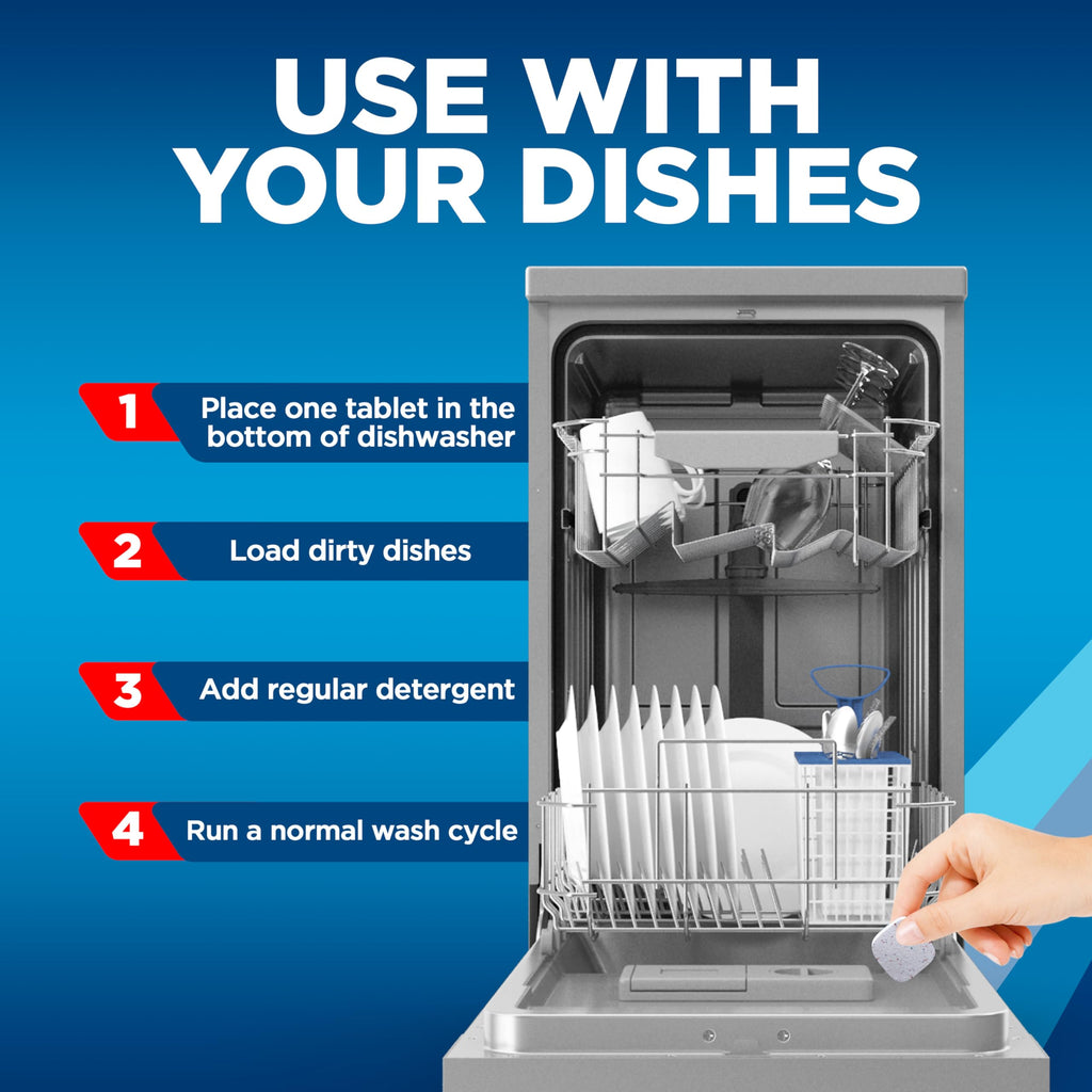 Finish Dishwasher Cleaner Tablets, Deep Cleans Hidden Grease & Grime, Fights Odors, No Extra Wash Cycle, Helps Maintain Dishwasher, 4 Month Supply, 4 Count