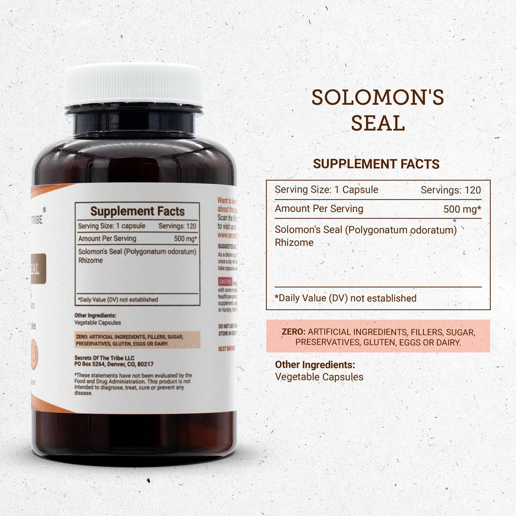Secrets of the Tribe Solomon's Seal 120 Capsules, 500 mg, Wildcrafted Solomon's Seal (Polygonatum odoratum) Dried Rhizome (120 Capsules)