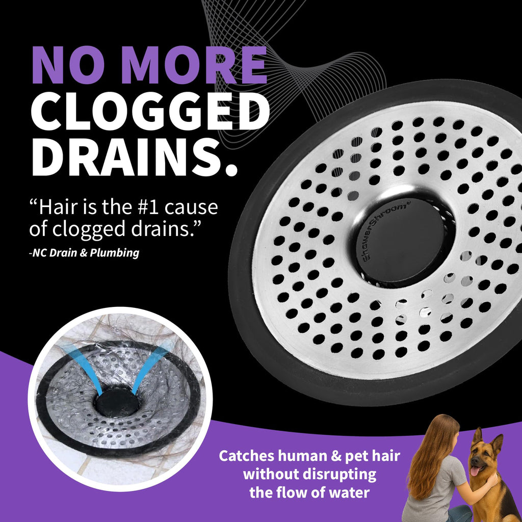 ShowerShroom SHSULT755 Ultra Revolutionary Shower Hair Catcher Drain Protector, No Size, Stainless