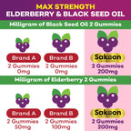 Sakoon nutrition Elderberry & Black Seed Oil Gummies for Kids, Immune Support, with Vitamin C and Zinc, Delicious Berry Flavor, 60 Gummies