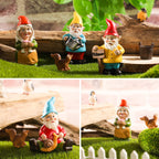 Jetec 10 Pcs Mini Fairy Gnomes Statue Garden Accessories Kit Miniature Garden Resin Gnomes Hand Painted Squirrel Hedgehog Owl Bird and Bucket Ornament for Yard Lawn Home Outdoor Decoration