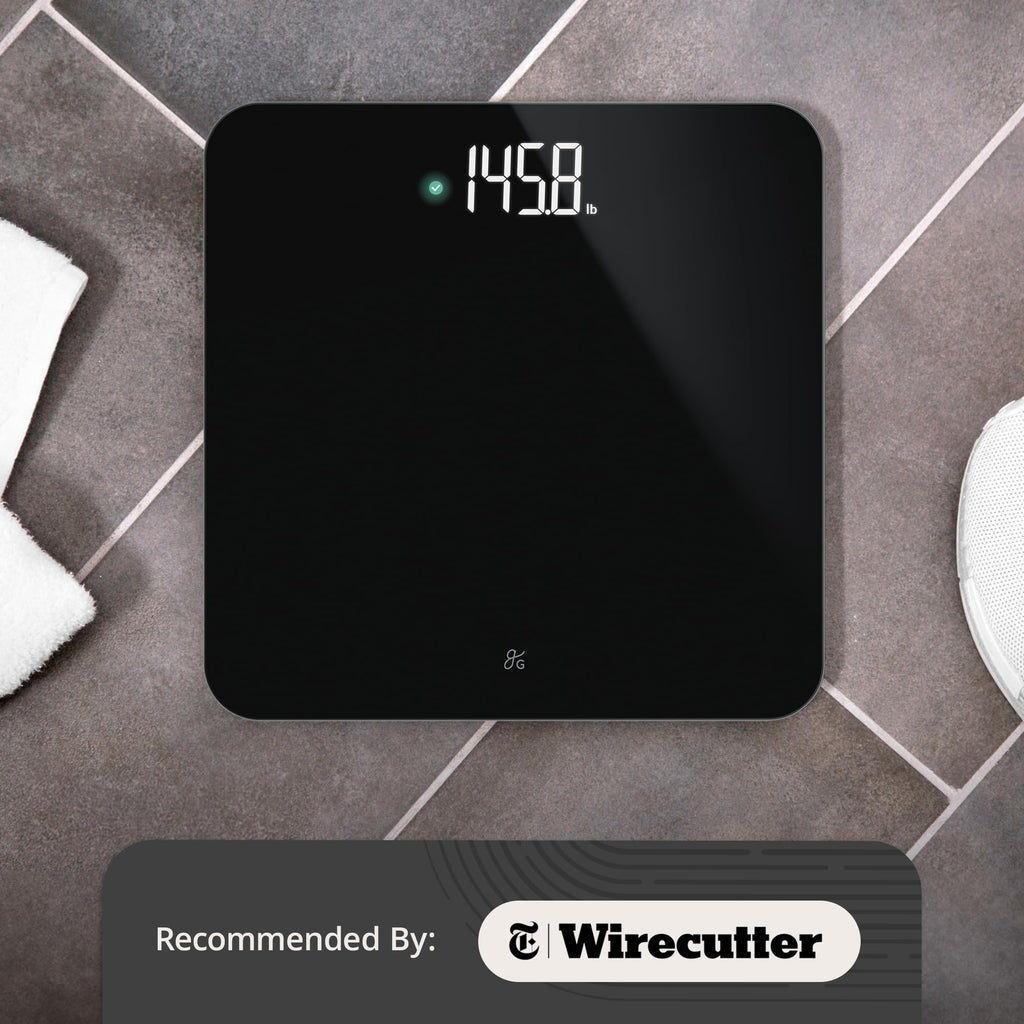 Greater Goods AccuCheck Digital Scale for Body Weight - Accurate Digital Bathroom Scale with High-Precision Sensors, Large Easy-to-Read Backlit Display, 400 lb Capacity, Auto Step-On (Black)