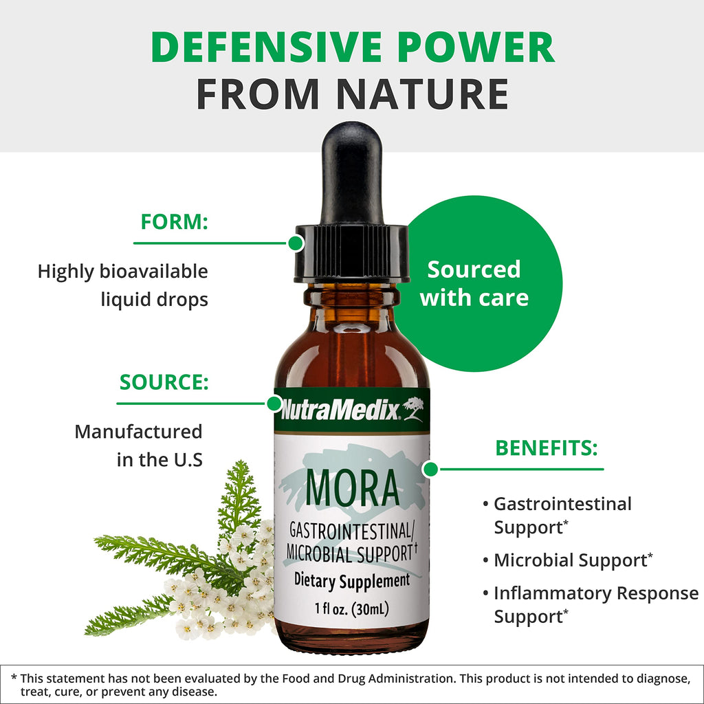 NutraMedix Mora Yarrow Extract - Yarrow Herb, BlackBerry Leaves and Capirona Bark Extract for Digestive Health, Gut Support & Healthy Inflammatory Response (1oz / 30ml)