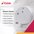 Kidde 21026063 AC Hardwired Smoke Detector Alarm with 9V Back up and Front Load Battery Door, White