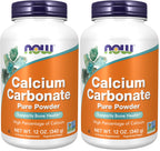 NOW Supplements, Calcium Carbonate Powder, High Percentage of Calcium, Supports Bone Health*, 12-Ounce (Pack of 2)