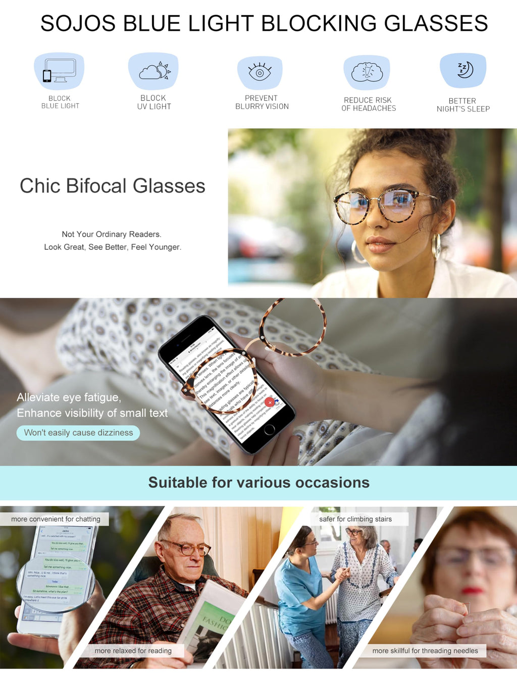 SOJOS Retro Round TR90 Blue Light Reading Glasses Womens Mens Readers Computer Glasses Eyewear Frame SJ9001, Bright Leopard Frame 0.00 x