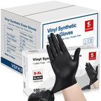 Schneider Black Vinyl Synthetic Exam Gloves, 4 Mil, Disposable Gloves Latex-Free, Plastic for Medical, Cooking, Cleaning, and Food Prep, Surgical Powder-Free, Non-Sterile, 1000-ct Case (Medium)