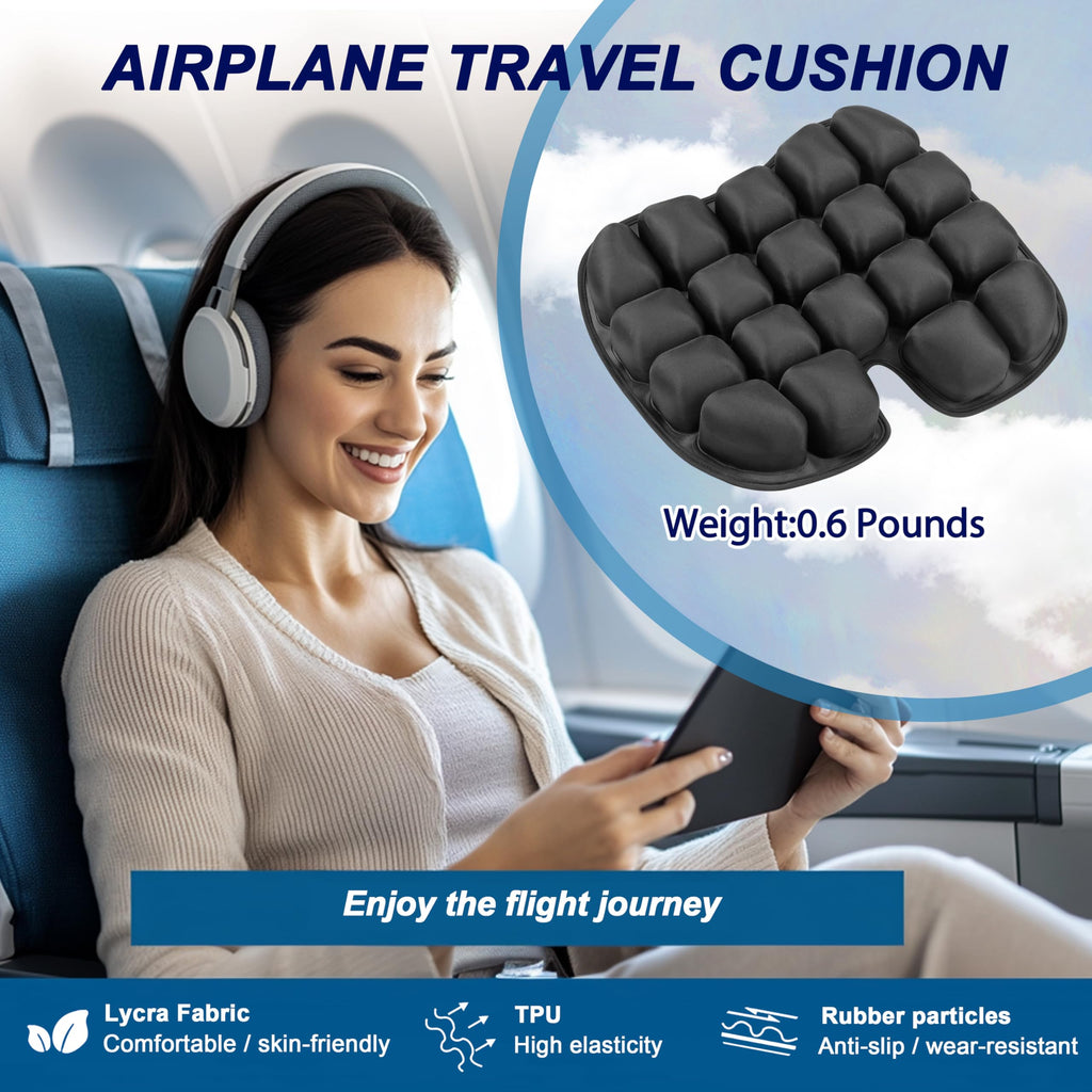 Upgrade Travel Seat Cushion for Airplane,Portable&Adjustable Air Seat Cushion,Coccyx Tailbone Pain Relief Chair Pad,Inflatable Cushion for Wheelchair, Travel,Driving,Office Work