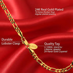 LIFETIME JEWELRY 4mm Figaro Chain Anklet for Women Men & Teen 24k Gold Plated (Gold, 9)