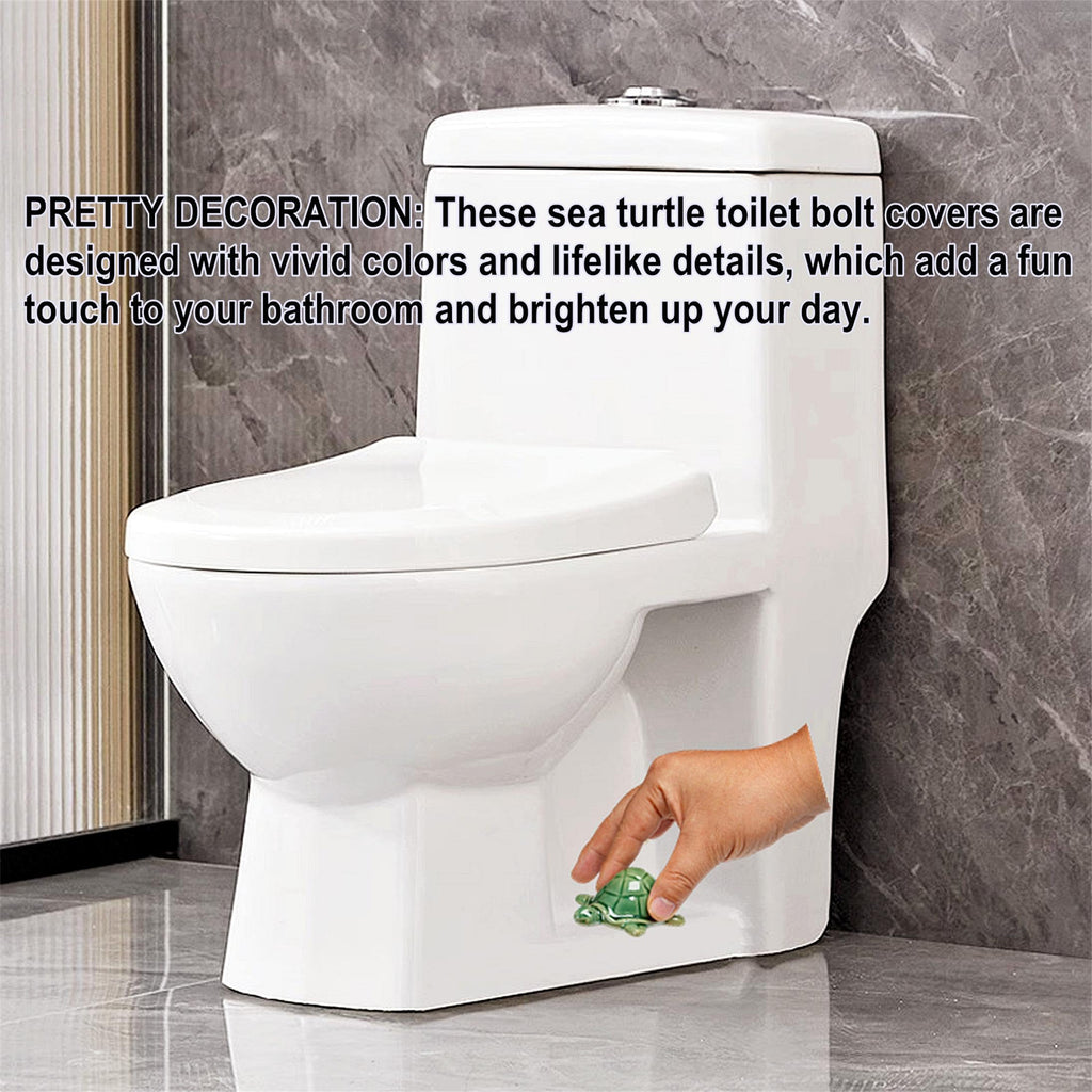 WANSHUNLMI Green Sea Turtle Toilet Floor Bolt Caps, Ceramic Sea Turtle Toilet Bolt Covers, Cute Bathroom Decor, Easy Installation and Universal Fit, Don't Cut Those Bolts! (Green Sea Turtle)