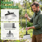 Nisuez Garden Cleaning Shovel, 64" Long Handle Heavy Duty Multifunctional Flat Shovel, Metal Floor Scraper Tool for Weeding, Scraping Moss, Ice & Snow Removal,Edger for Sidewalk, Driveway & Garden