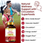 NitReds Beet Root Nitric Oxide Supplement, 200mg Nitrates Complex from Grape Seed & Pomegranate, Red Spinach & Beets for Heart Health - Flow & Circulation Super Reds for Men & Women - 60 capsules