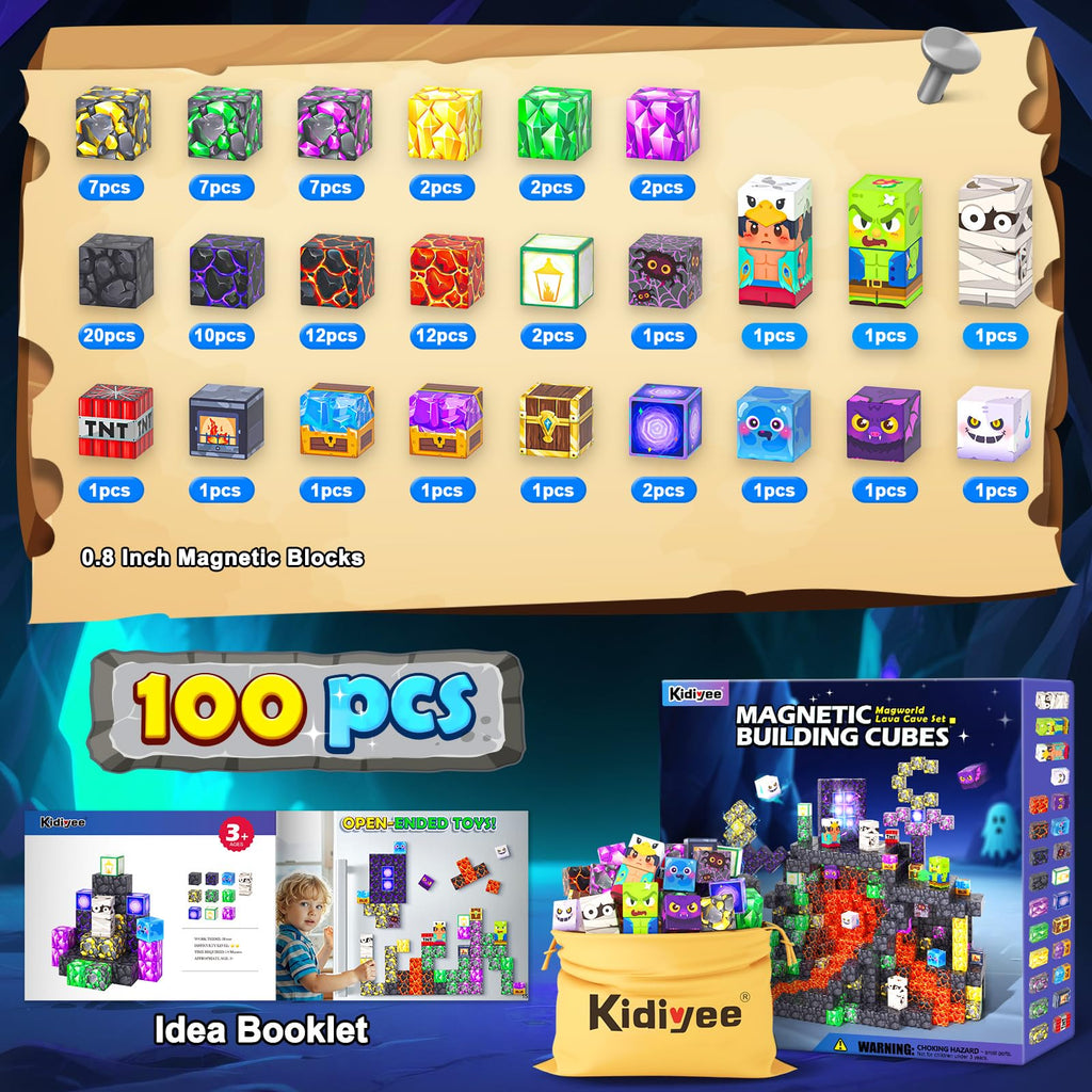 Magnetic Blocks - Mine Magnet World Building Toys for Kids Ages 4-6 6-8 8-12, STEM Magnetic Building Blocks Kids Sensory Toys Games, Gift for 3+ Year Old Boys and Girls