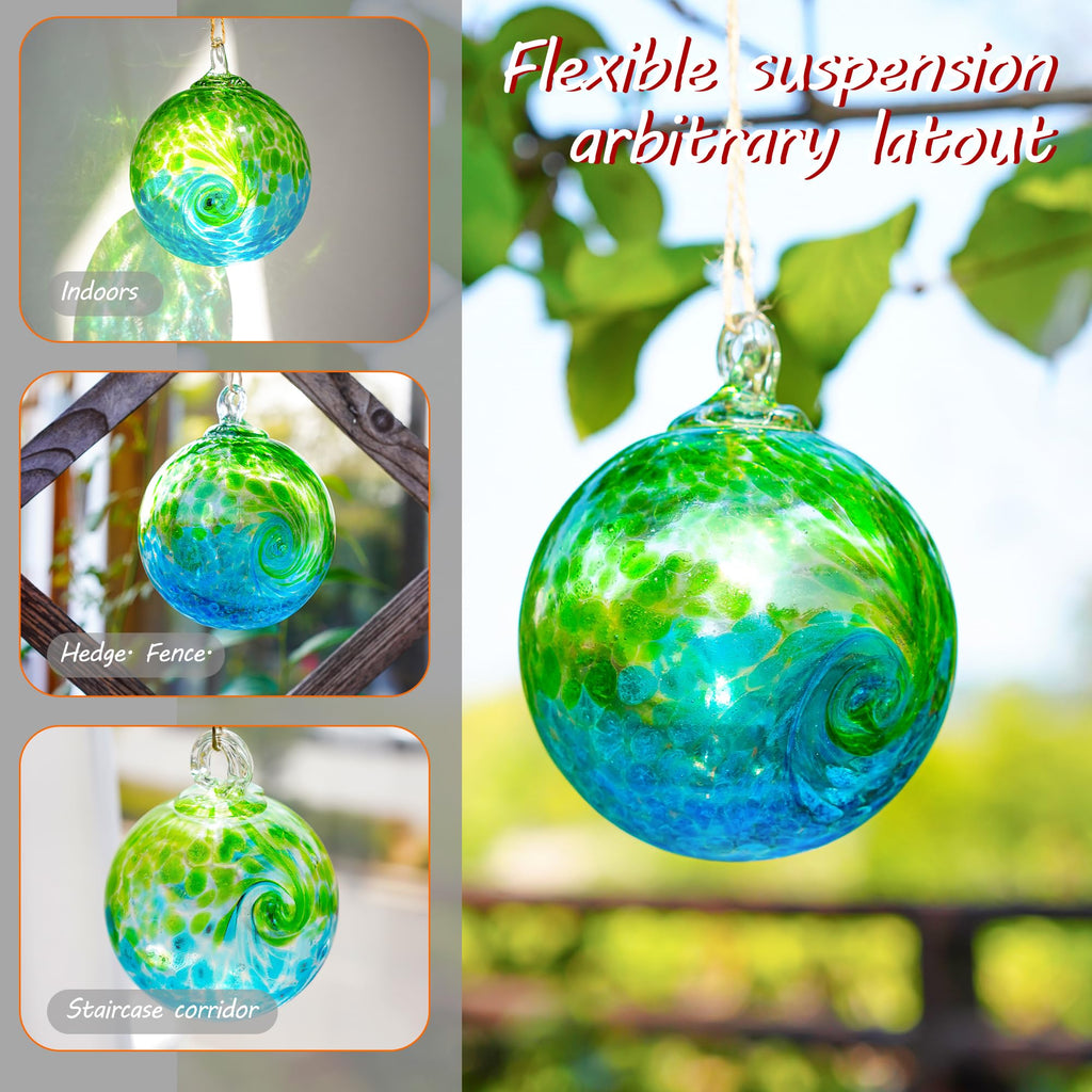 4 Inch Hand Blown Glass Gazing Balls Green Glass Christmas Ball Ornaments