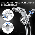 Newfinde High Pressure Rain Shower Head with Handheld Spray Combo: Detachable Dual Shower Head with 10 Sprays Modes - Upgrade Knob Spray Mode Selector and Magnetic Guidance Docking System
