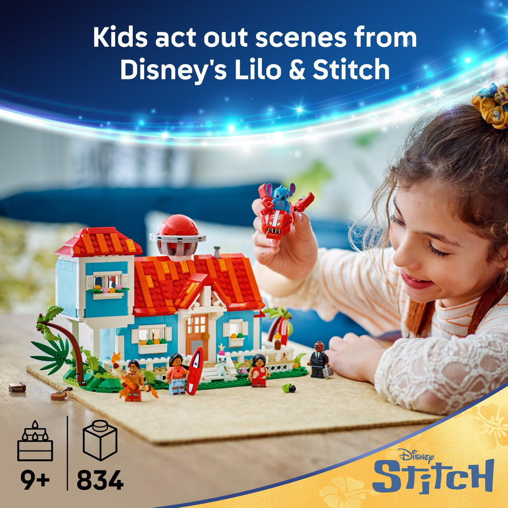 LEGO Disney Lilo and Stitch Beach House Toy - Building Playset for Kids, Girls and Boys, Ages 9+ - Includes 5 Minifigures - Disney Gift Idea for Fans of Lilo & Stitch Movie - 43268