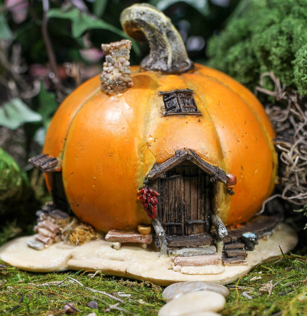 Top Collection Miniature Fairy Garden and Terrarium Orange Pumpkin Fairy House Statue, 4 by 5-Inch