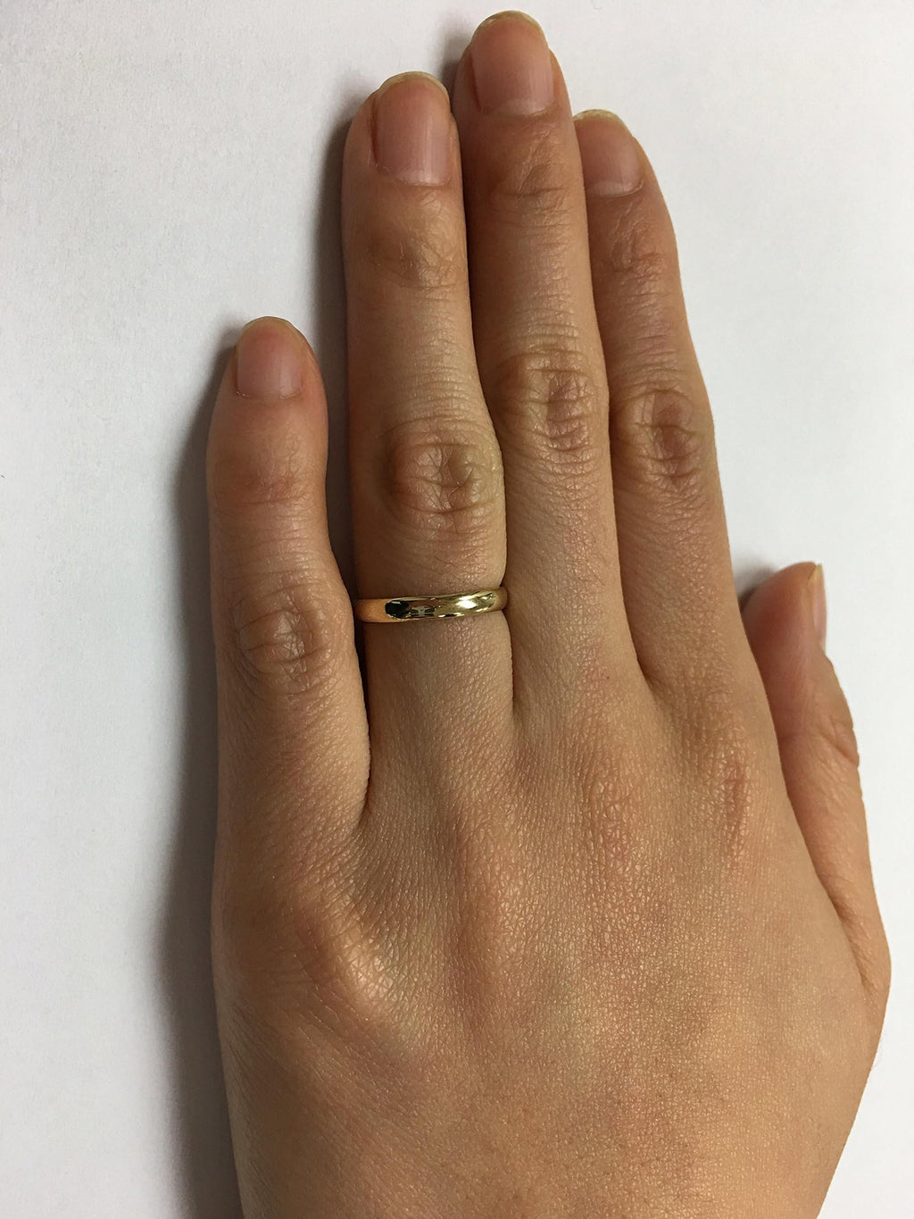 SKAHFIS 10k Yellow Gold Light Comfort Fit 3mm Wedding Band Size 8