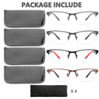 mrbobmslee 4 Pack Reading Glasses for Men, Blue Light Blocking Computer Readers, Anti UV Ray/Eye Strain/Glare, Metal Frame Eyeglasses with Pouches(175 Magnification Strength)