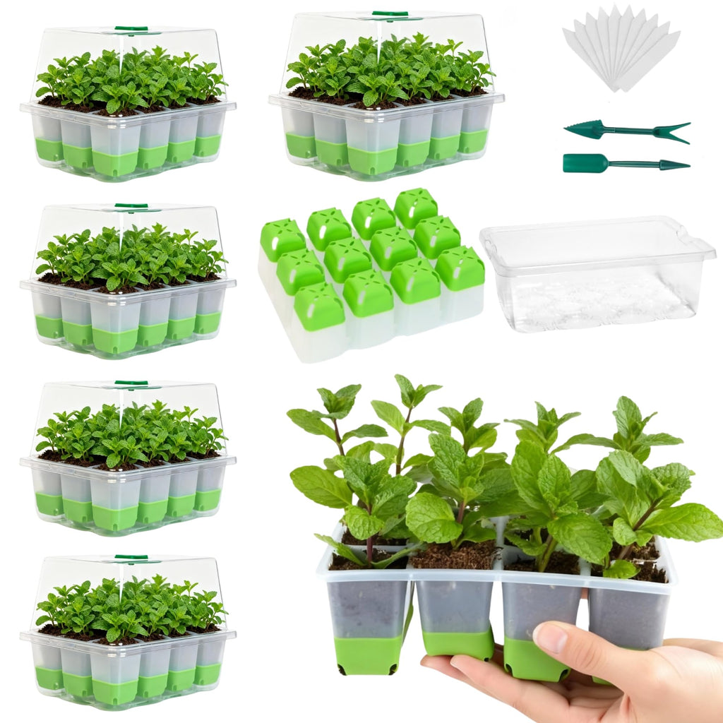 ZSYWODFO 5 Pack 60-Cell Silicone Seed Starter Trays with Humidity Dome