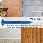 Allkeen 1/4" x 2-1/4" Concrete Screws, Anchoring to Masonry, Brick, Block, Cement or Stucco, 100PCS