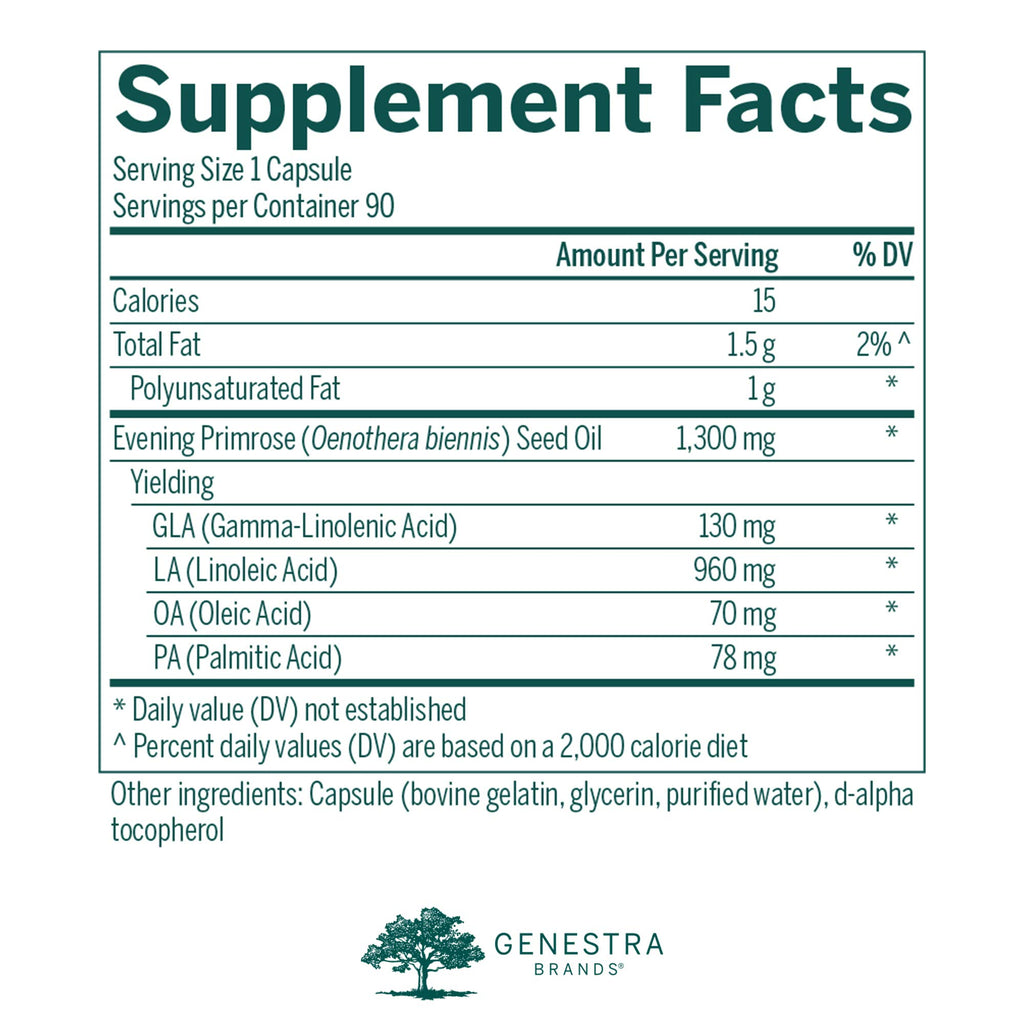 Genestra Brands GLA 130 Primrose Oil | Essential Fatty Acid Supplement for Skin Health* | 90 Capsules
