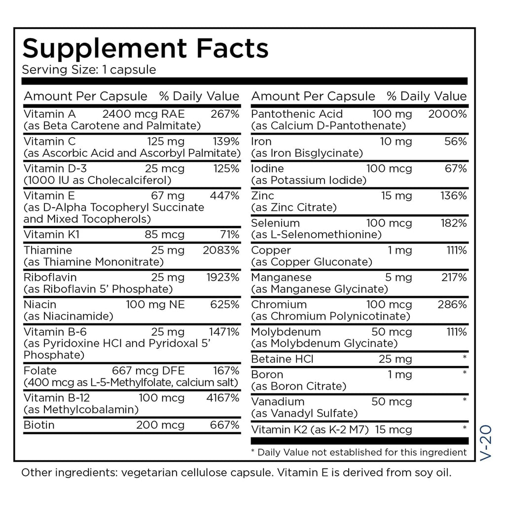 Metabolic Maintenance The Big One Multivitamin with Iron - Multivitamin for Women and Men with Vitamin A, C, E, Minerals, Methylated B Complex, Multi Vitamin - 90 Capsules