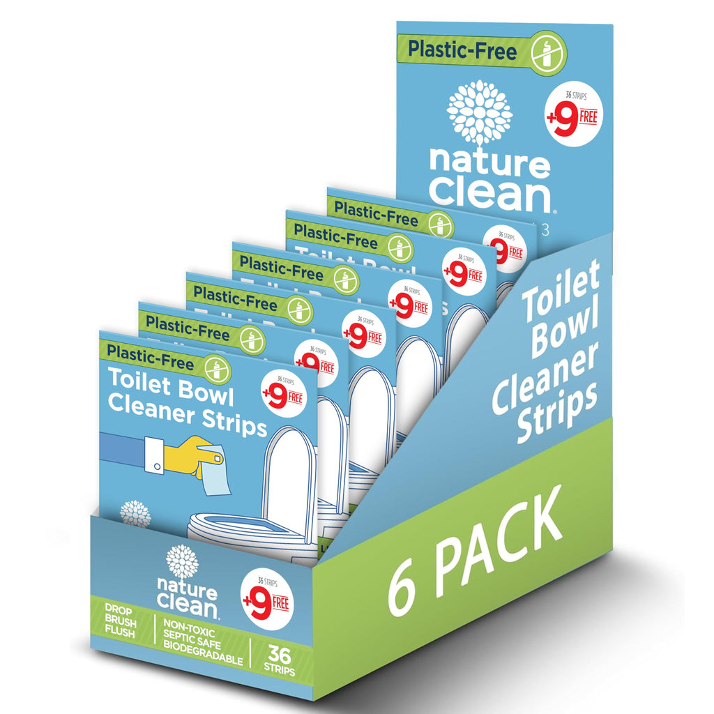 Nature Clean Natural Toilet Bowl Cleaners Strips 6 x 45 count, Plastic-Free Packaging, Refresh Toilets & Bathroom. No Splash