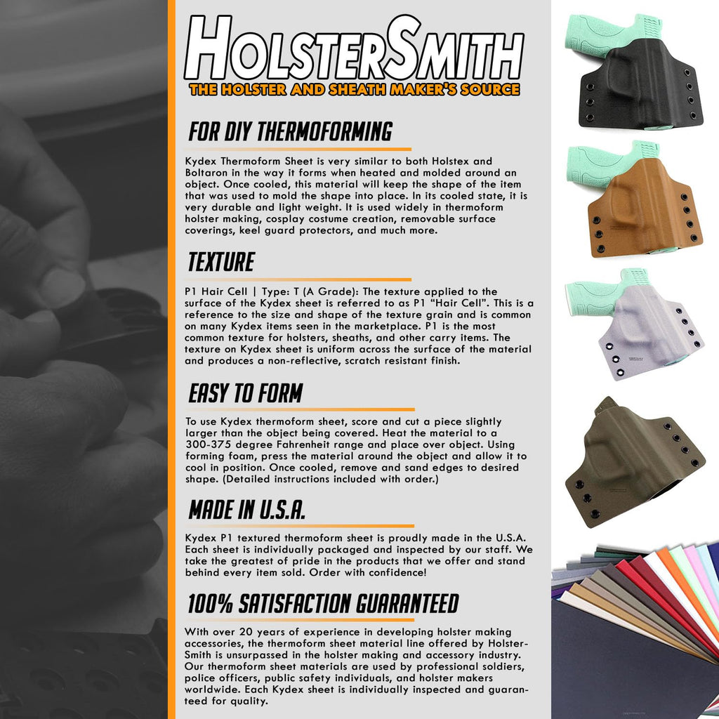 KYDEX Thermoform Sheet - (P1 Texture) - (.080 Thickness) - (12in x 24in) - (Coyote Brown) - (3 Sheets) - DIY Holster Making, Airsoft Armor, Cosplay Uniforms