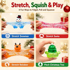 4Pcs Christmas Squishies Toy, Shiny Slow Rising Squeeze Squishy Toys with Soft Body, Fidget Stress Ball, Santa, Snowman,Reindeer,Christmas Tree, Stocking Stuffers, White Elephant Gift for Kids Teens