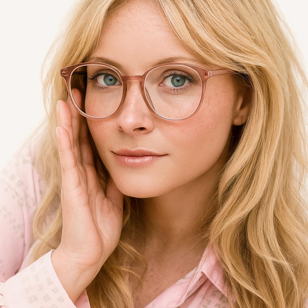 miyya Blue Light Blocking Glasses with Protective Case, Round Transparent Frames for Comfort & Eye Strain Relief