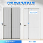 Heavy Duty Magnetic Screen Door Mesh - Auto-Sealing Hand-Free Door Net Screen with 50 Magnets, Pet & Kid Friendly, PET Fine Mesh Doors Screens Keep Bugs & Mosquitos Out Fits Front Doors Size 36” x 82”
