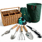 Garden Tool Set, Wicker Basket, Raised Bed Gardening, Women's Garden Gift