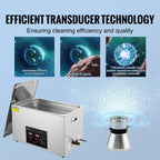 VEVOR Ultrasonic Cleaning with Digital Timer & Heater, Professional Ultra Sonic Jewelry Cleaner, Stainless Steel Heated Cleaning Machine for Glasses Watch Rings Small Parts Circuit Board (30L)