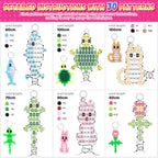 Beads for Crafts, Pony Beads Keychain Making Kit, Bead Pets for Kids Girls