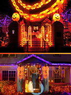 Solar Halloween Chain Lights, 10 FT 160 LED Orange Light-Up 8 Modes Memory