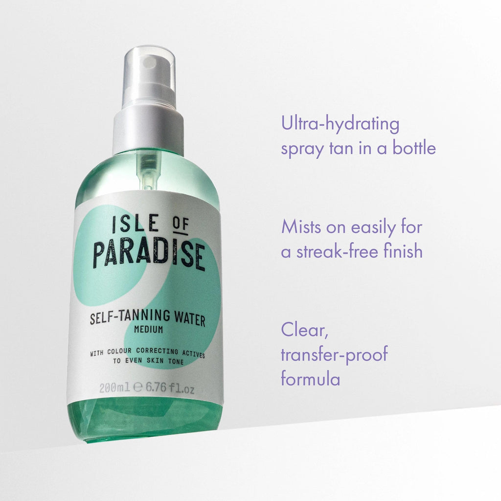 Isle of Paradise Self Tanning Water- Dark, Clear Self Tan Mist, Transfer-Proof Formula for Face & Body, Vegan & Cruelty-Free, Streak-Free Application, Non-Comedogenic 6.76 fl oz.