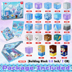 Magnetic Blocks - 100Pcs 0.8in Transparent Building Block for Kids Ages 4-8, Magnet Blocks for Blue Princess Castle Build, Building Cubes Tiles Princess Toys for Girls Age 3 4 5 6 7 8-12 Birthday Gift