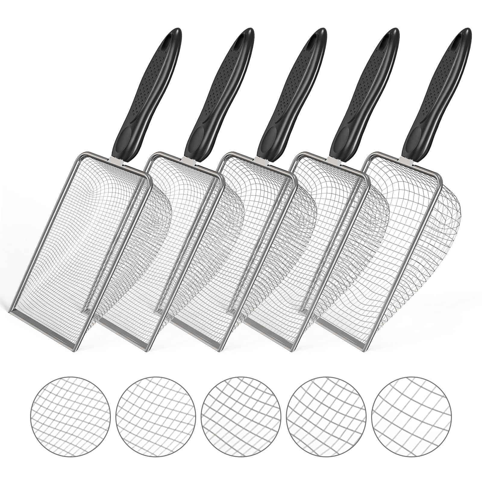 5pcs Soil Sifter Set for Gardening, Handheld Heavy-Duty Compost Shovel