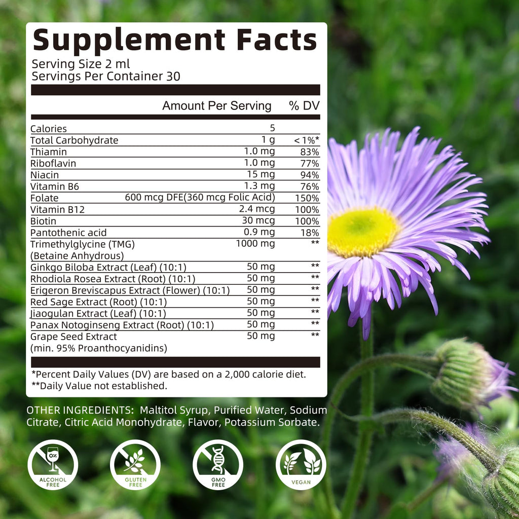 TMG Supplements 1000MG - Trimethylglycine Liquid Drops, Betaine High Absorption, Supports Methylation, Liver Wellness & Cognitive, Non-GMO, Vegan, Blood Orange Flavor, 2 Fl.Oz (2 Pack)