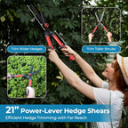 Hedge Shears, Sharp Hedge Clippers for Gardening, 21 inch High Carbon Steel Manual Hedge Trimmer with Ergonomic Anti-slip Handle, Labor-saving Long Garden Shears for Shrubs Bushes Lawn Yard Trimming