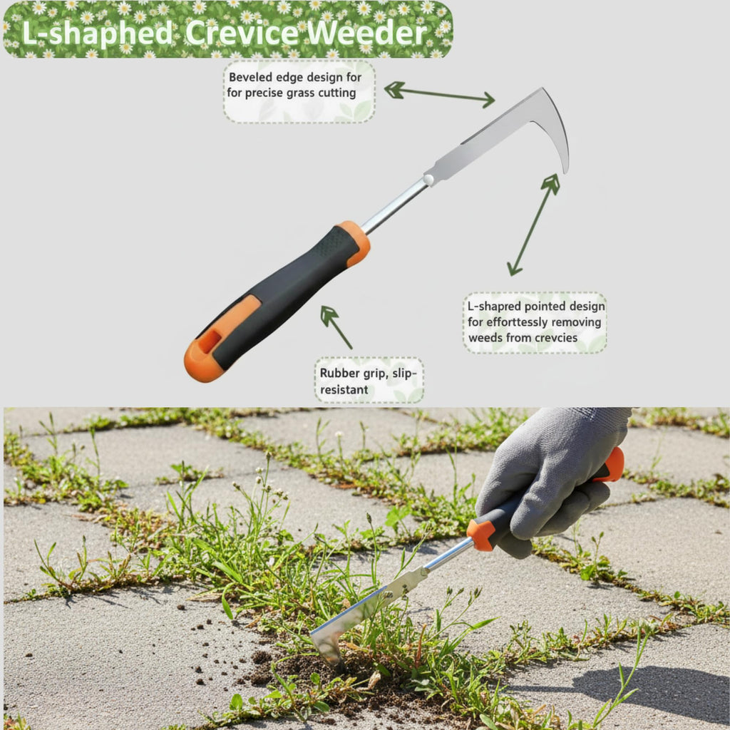MINOVARA Weed Puller Tool, Portable Rubber-Handled Garden Tools, Four-Tined Weeding Tool, Uprooting Weeding Tools, Crevice Weeder, Yard Weed Tools and Weed Removal Tool (style3)