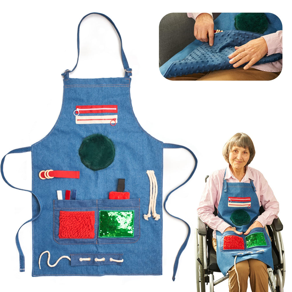 ODOXIA Fidget Apron for Elderly | Fidget Blanket for Dementia | Dementia Products for Elderly | Gift and Activities for Seniors with Alzheimer’s | Sensory Toys