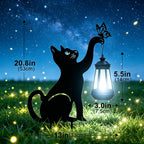 Black Cat Solar Lights Outdoor - Cat Lover Gifts for Mom Woman Grandma,Garden Decor with Butterfly Decorative Metal Stake Housewarming Ornament for Yard Pathway Lawn Patio