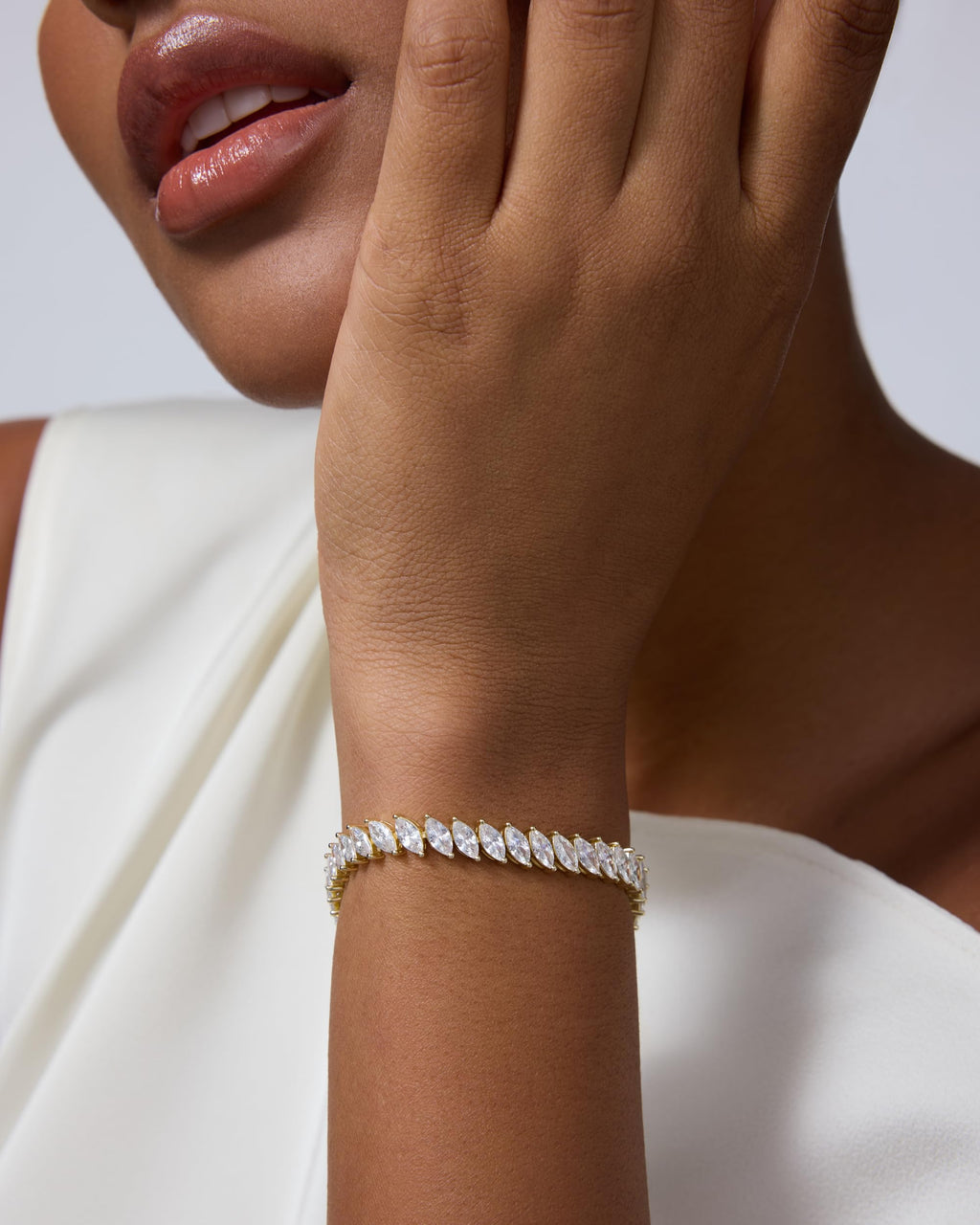PAVOI CZ Wedding Tennis Bracelet for Women, 14K Gold Plated, Yellow Gold, 7