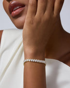 PAVOI CZ Wedding Tennis Bracelet for Women, 14K Gold Plated, Yellow Gold, 7