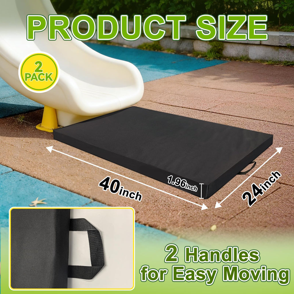 JZHLLA 2 PCS Outdoor Playground Mat 1.96 Inch Thick Foam Playground Protection Mats with Waterproof Oxford Cover for Swingsets and Slides, Increase the Buffer 40" L X 24" W