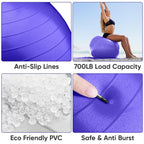 APEXUP Yoga Ball Exercise Ball, Anti Slip Stability Ball Chair, Heavy Duty Large Gym Ball for Fitness, Balance, Core Workout and Physical Therapy (S (15"~18") 45cm, Indigo)