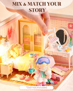 Rolife Super Creator Series, DIY Mini Lovely Pink Bedroom Dollhouse House Kit, Bulid Scenary for Action Collectible Figures, Creative Gifts for Women Kids Adults